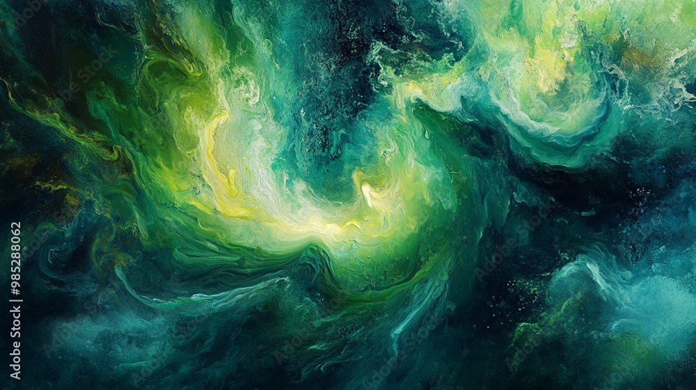 Obraz premium A vibrant abstract backdrop featuring a vibrant emerald swirl. High quality photo