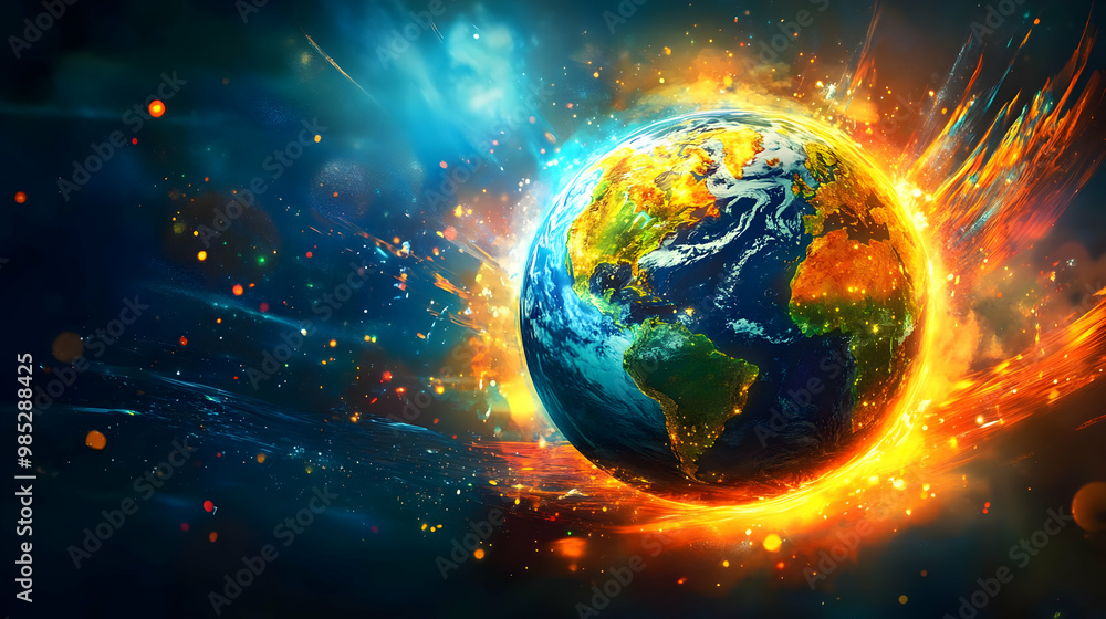 Earth on Fire Illustration Earth on Fire Illustration