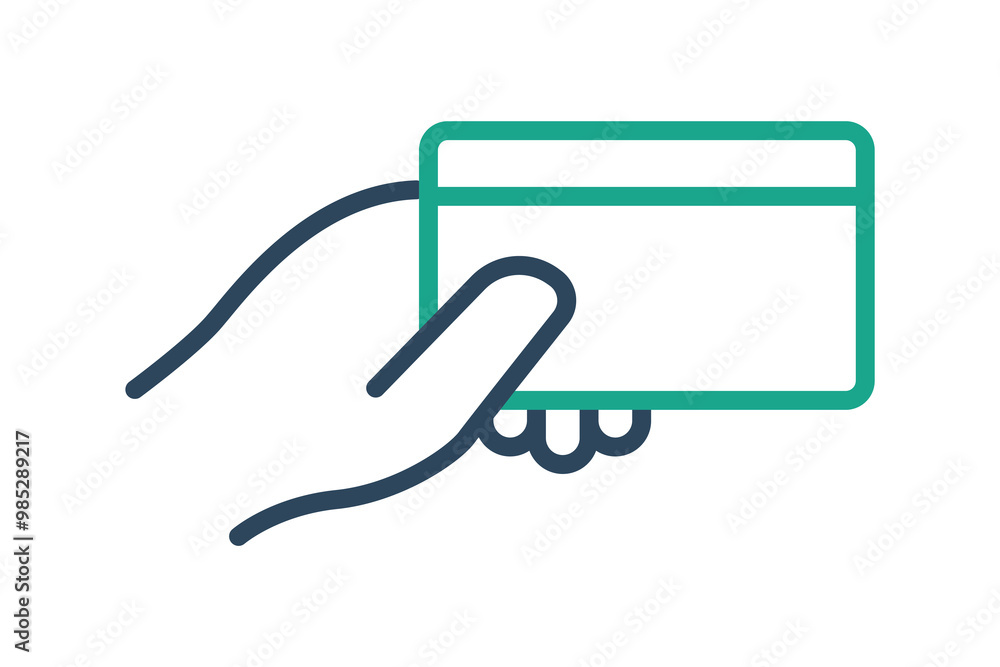 Card payment icon. line icon style. hand holding credit card. icon related to bill and payment. business elements vector illustration Card payment icon. line icon style. hand holding credit card. icon related to bill and payment. business elements vector illustration