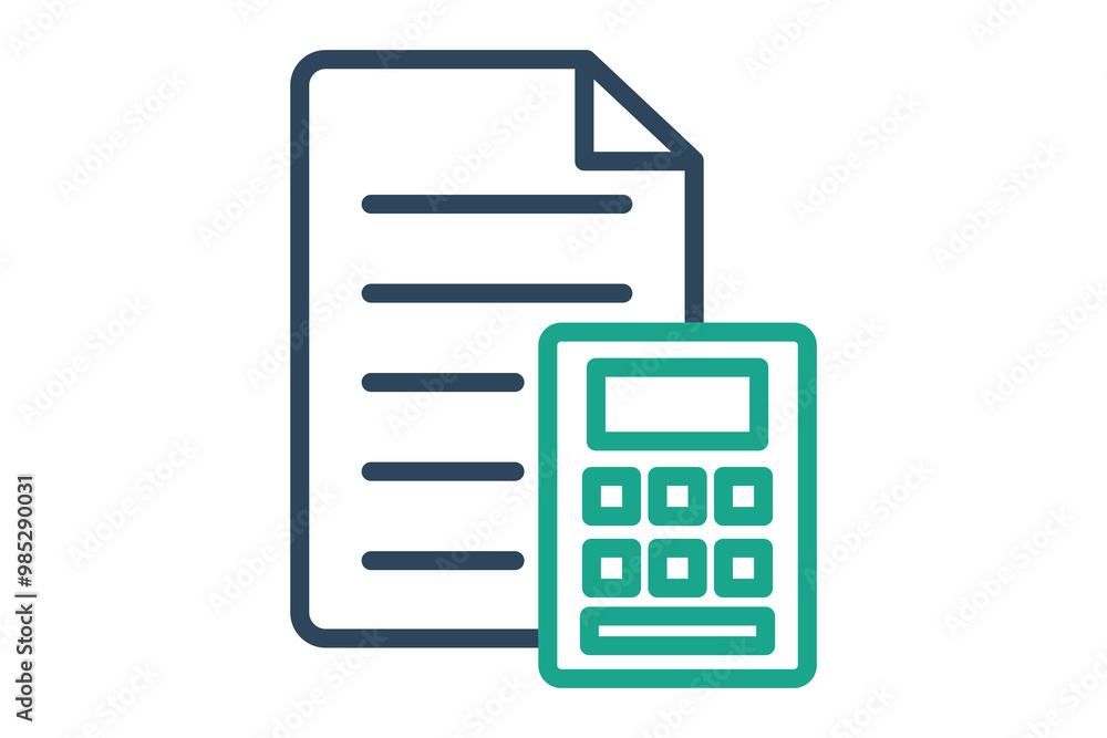 Accounting icon. line icon style. document with calculator. icon related to bill and payment. business elements vector illustration Accounting icon. line icon style. document with calculator. icon related to bill and payment. business elements vector illustration