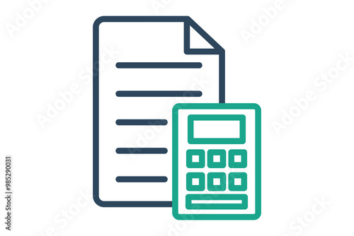 Accounting icon. line icon style. document with calculator. icon related to bill and payment. business elements vector illustration