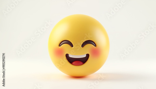 Cute emoticon flushed face 3D