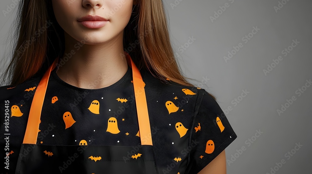 Spooky Halloween Apron Mockup with Ghostly Prints on White Background Spooky Halloween Apron Mockup with Ghostly Prints on White Background