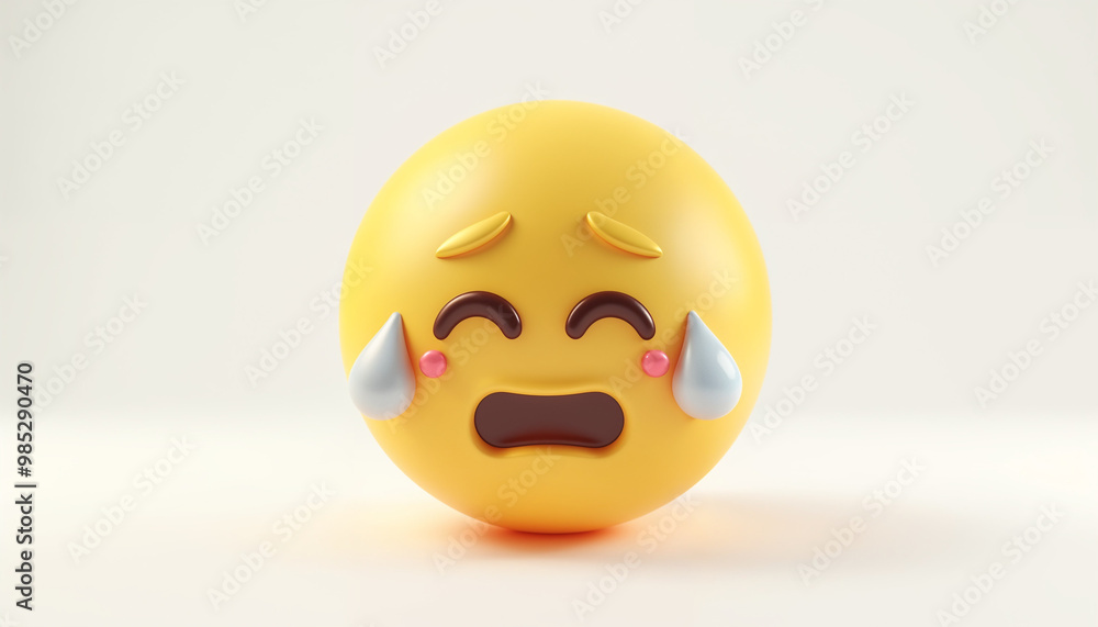 Fototapeta premium Cute emoticon sad face 3D
