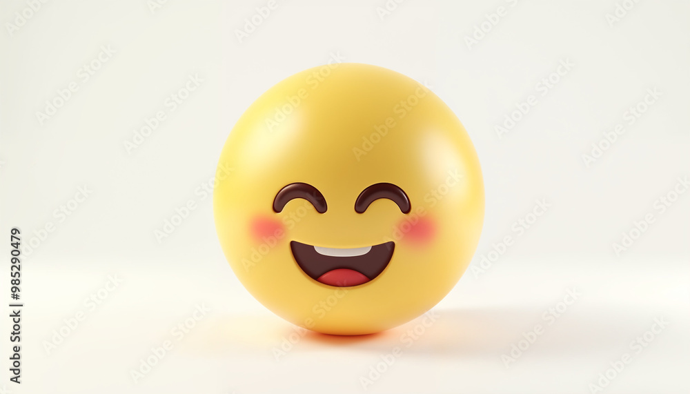 Fototapeta premium Cute emoticon smiling face 3D