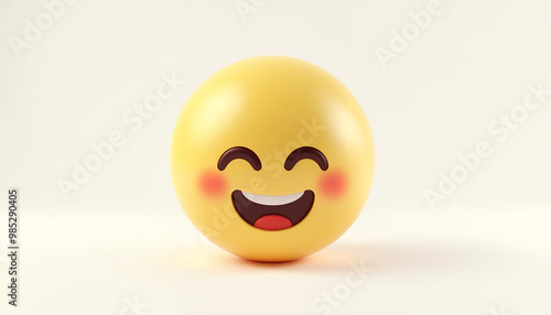 Cute emoticon joyful face 3D