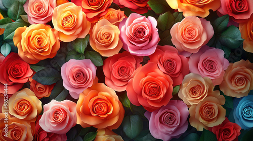 Colorful Roses Background for Floral Design Inspiration