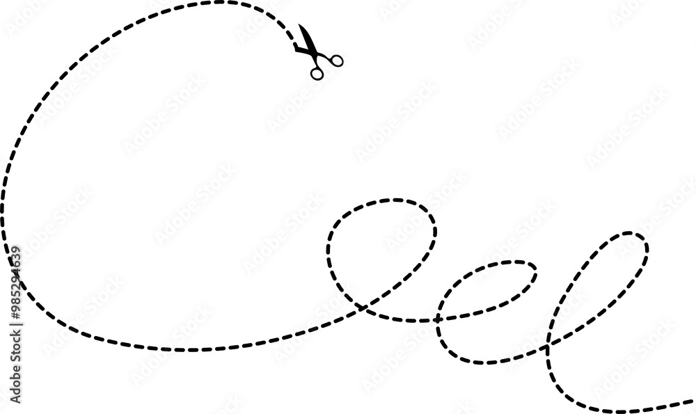 Scissors with cut line mark and symbol for cropping Scissors with cut line mark and symbol for cropping