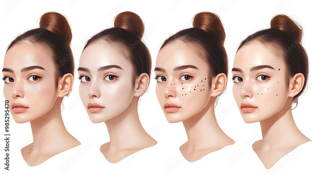 Infographic outlining blackhead treatment techniques, with side-by-side comparison of skin before and after each step, clean and modern design, High-Resolution Infographic outlining blackhead treatment techniques, with side-by-side comparison of skin before and after each step, clean and modern design, High-Resolution