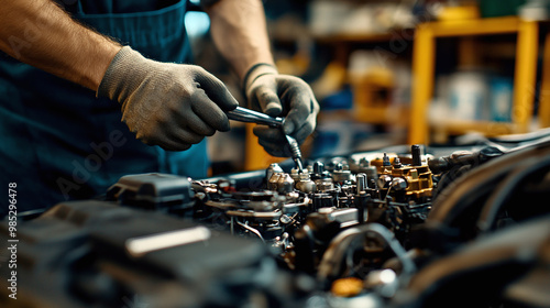 Vehicle Engine Maintenance: Person Performing Repair Tasks