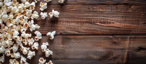 Popcorn On Wood Background photo