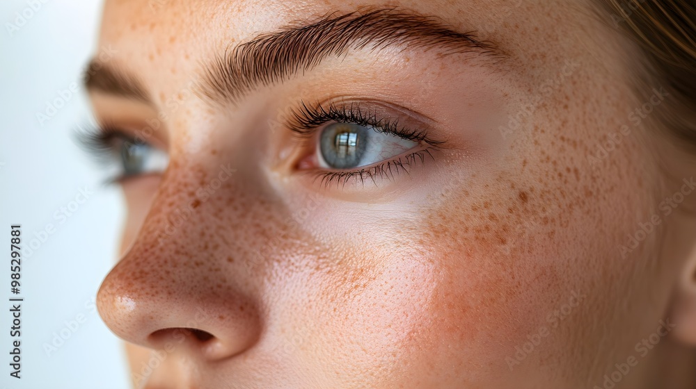 Obraz premium Side-by-side image of the T-zone before and after blackhead removal, emphasizing clean pores and refined skin texture, Soft Lighting, Crisp Detail
