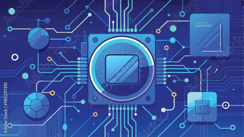 Abstract Digital Background with Circuit Line Elements in Technology Vector Illustration for Modern Design