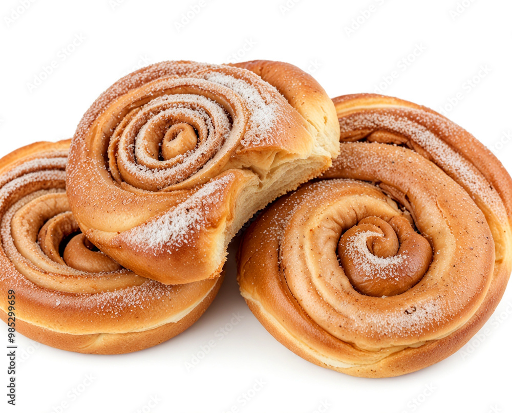 Fototapeta premium Pile of cinnamon bun, isolated on white background.