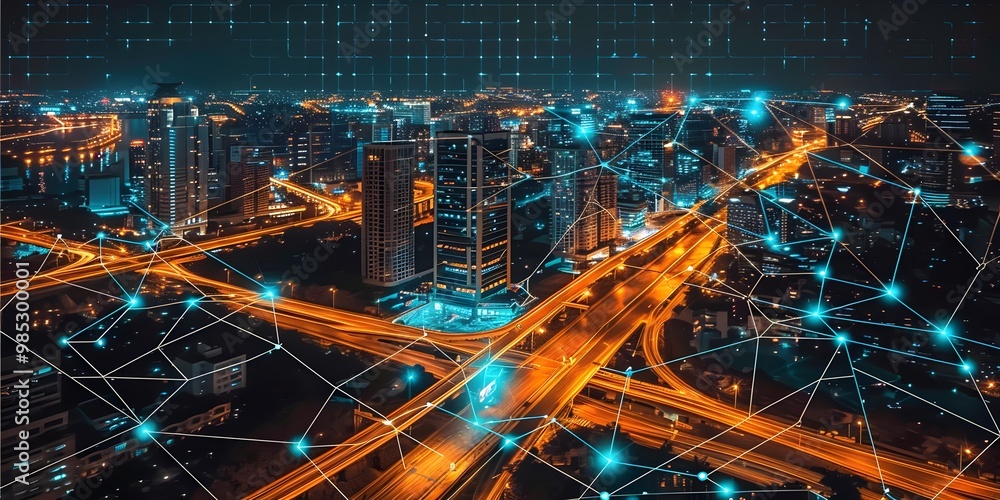 Smart digital city with connection network. Smart digital city with connection network.