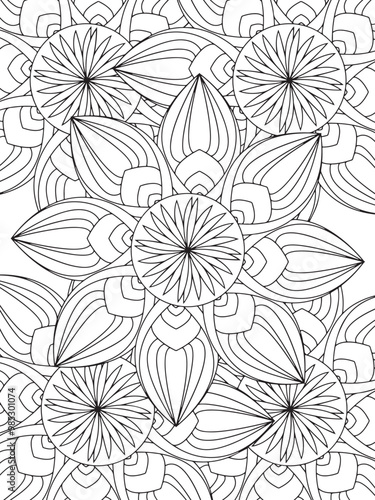 All these designs are hand-drawn and unique 
Flower Beautiful black and white illustration for adult coloring book,
This is a printable Beautiful Zentangle Coloring page for KDP Interior, POD products