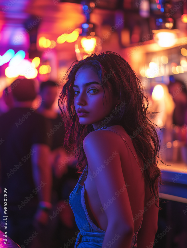 Hispanic woman night out at a nightclub, embracing the vibrant nightlife Hispanic woman night out at a nightclub, embracing the vibrant nightlife