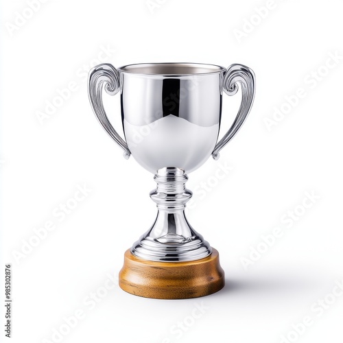 Silver Cup Trophy on Wooden Base for Awards Ceremony