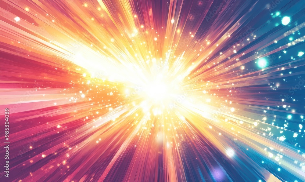 Line art illustration depicting an abstract background with a burst of light and an explosion of rays Graphic representation Line art illustration depicting an abstract background with a burst of light and an explosion of rays Graphic representation