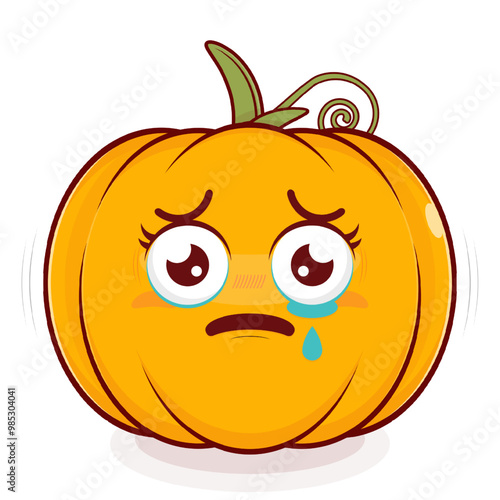 pumpkin scared face cartoon cute