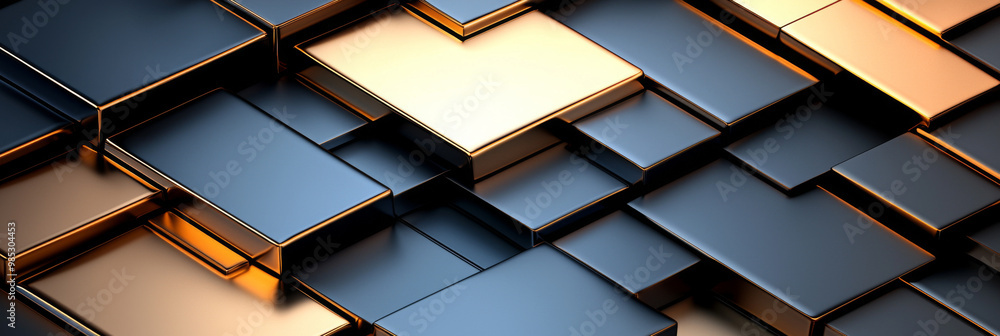Abstract background of gold and blue blocks Abstract background of gold and blue blocks