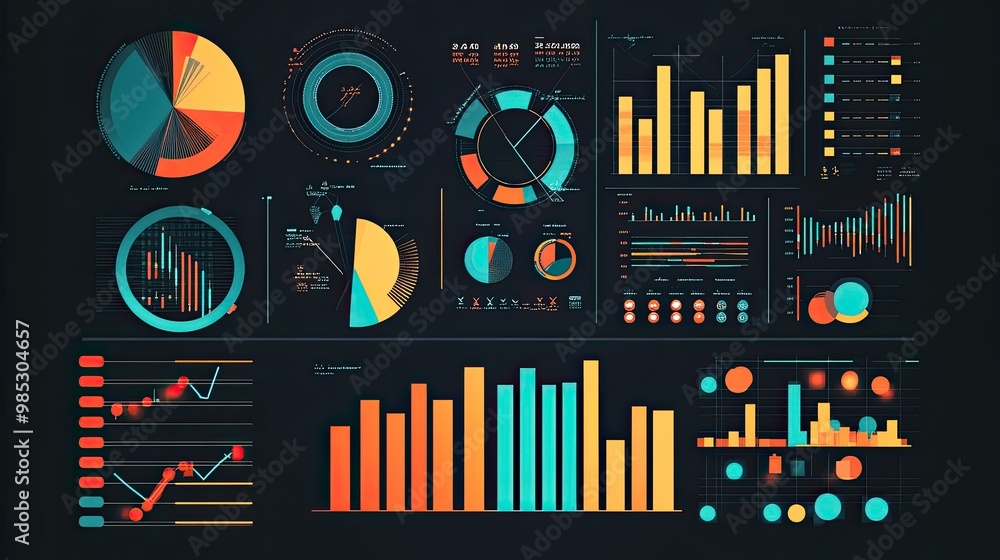 Obraz premium Dynamic 3D financial chart in red and blue showcasing market trends and data analysis