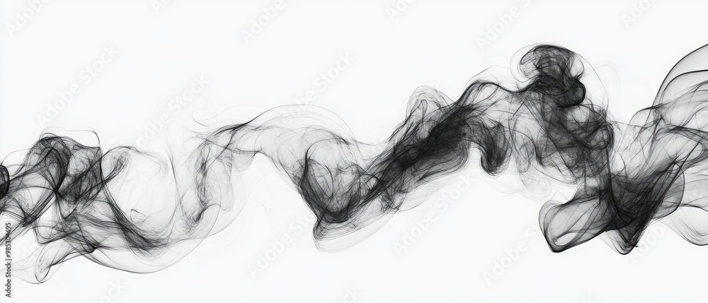 Line art illustration of dark flame smoke against a light backdrop Line art illustration of dark flame smoke against a light backdrop