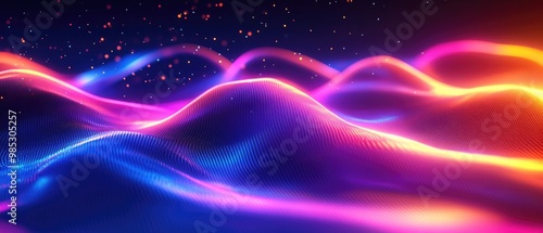 Abstract neon gradient background featuring dynamic colorful 3D lines ideal for modern video projects animations and screensavers with ample copy space