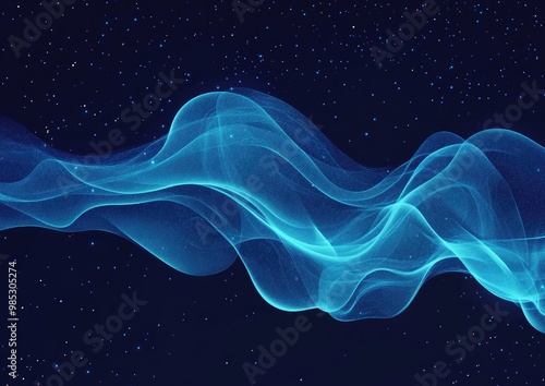 Line art depiction of blue smoke against a dark background