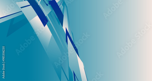 Abstract design featuring geometric shapes and lines in varying shades of blue, creating a contemporary visual appeal