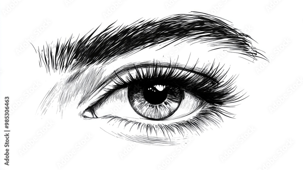 Line art illustration of an eye sketch Line art illustration of an eye sketch