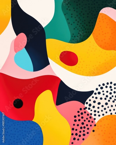 Abstract illustration featuring a playful design with overlapping colorful elements