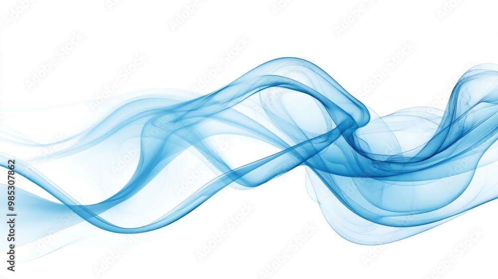 Line art illustration featuring elegant blue smoke Line art illustration featuring elegant blue smoke