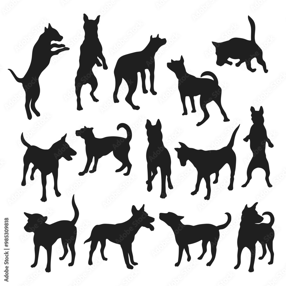 Howling dog silhouette illustration, Pet vector Howling dog silhouette illustration, Pet vector