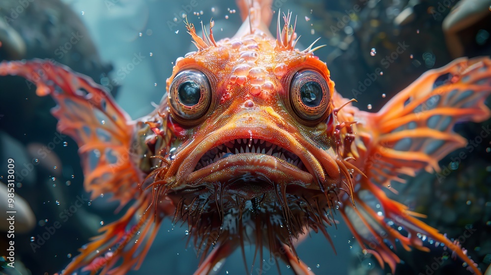 Close-up Portrait of a Striking Underwater Fish Close-up Portrait of a Striking Underwater Fish