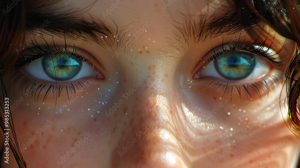 Close Up Portrait of Blue Eyes with Freckles Close Up Portrait of Blue Eyes with Freckles