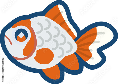 かわいい金魚（三州錦）のイラスト	