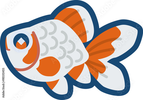 かわいい金魚（東海錦）のイラスト	