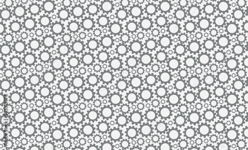 Beautiful gears pattern in gray and white tones, repeat pattern for backgrounds textures
