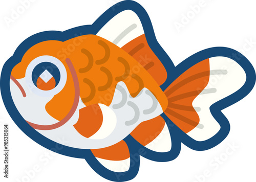 かわいい金魚（鳥海和金）のイラスト	
