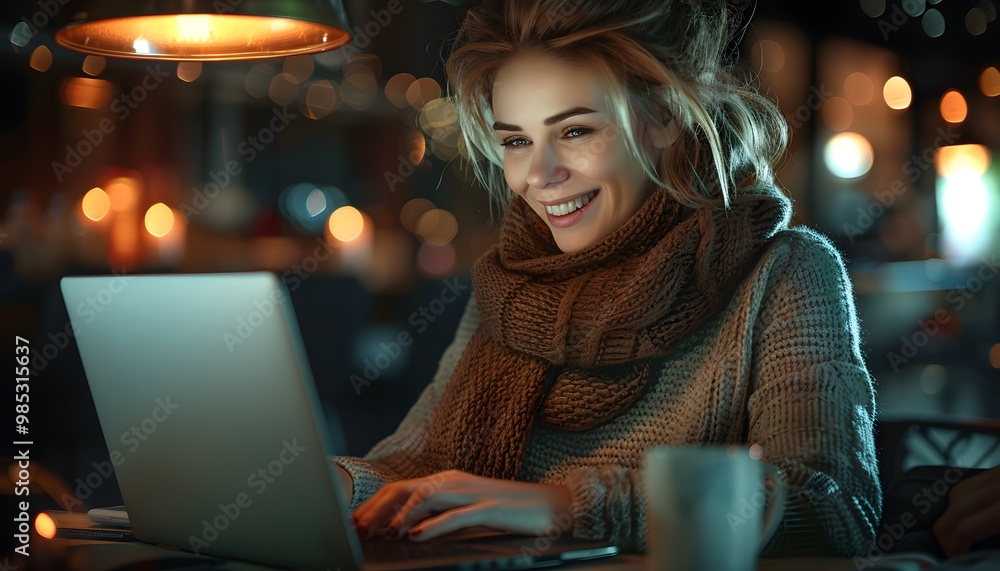 Woman using laptop for work at home Woman using laptop for work at home