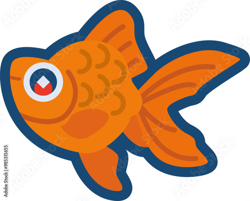 かわいい金魚（琉金）のイラスト	
