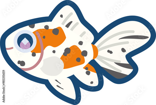 かわいい金魚（オーロラ）のイラスト	