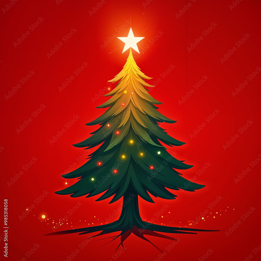 Christmas tree with a star background Christmas tree with a star background
