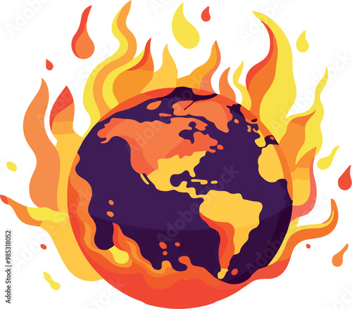 world globe on fire illustrating global warming