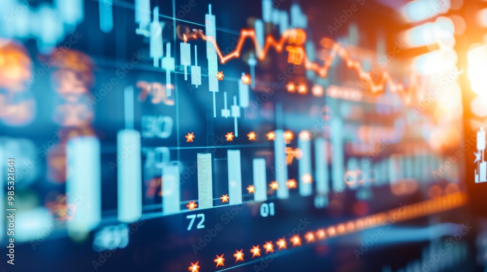 Close-up of downward-trending line graph on digital screen, symbolizing drop in earnings, financial decline visualized with charts and numbers. Close-up of downward-trending line graph on digital screen, symbolizing drop in earnings, financial decline visualized with charts and numbers.