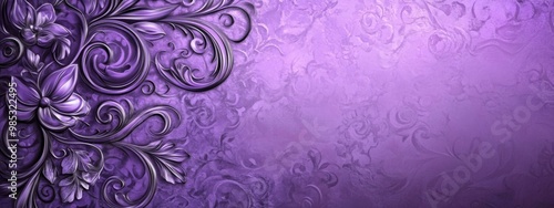 Floral elements enhance the elegance of purple backdrop.