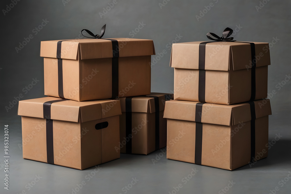 Fototapeta premium Cardboard shipping boxes for ecommerce, ideal for holiday promotions