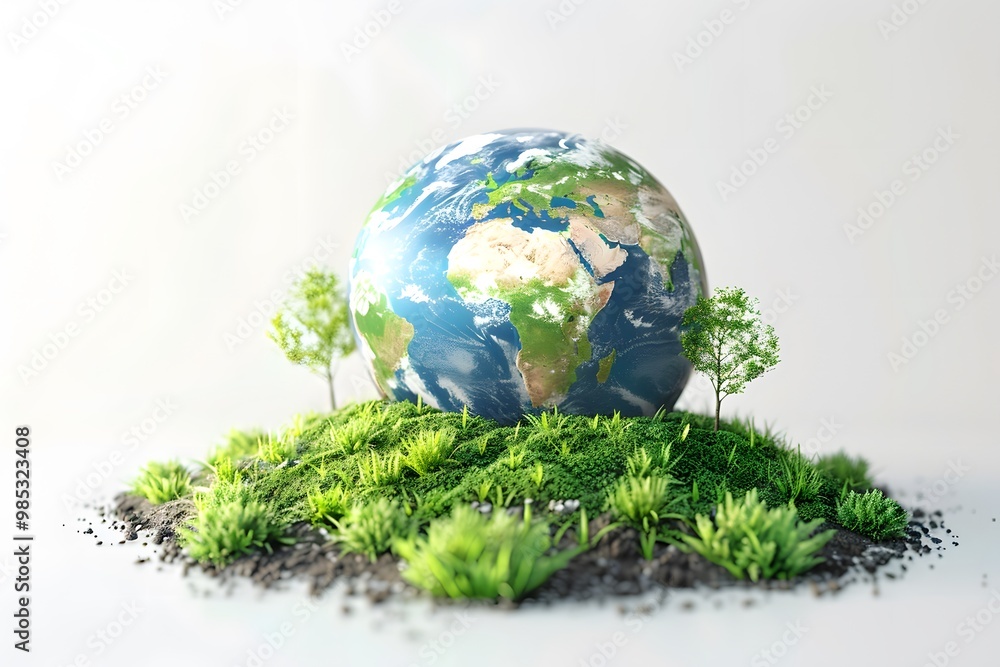 Tree planted in green globe for conservation Tree planted in green globe for conservation