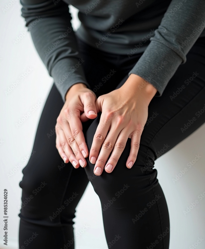 Obraz premium Person Holding Knee Due to Pain or Discomfort 
